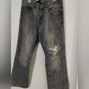 Helix Men's Relaxed Fit Distressed Black Jeans